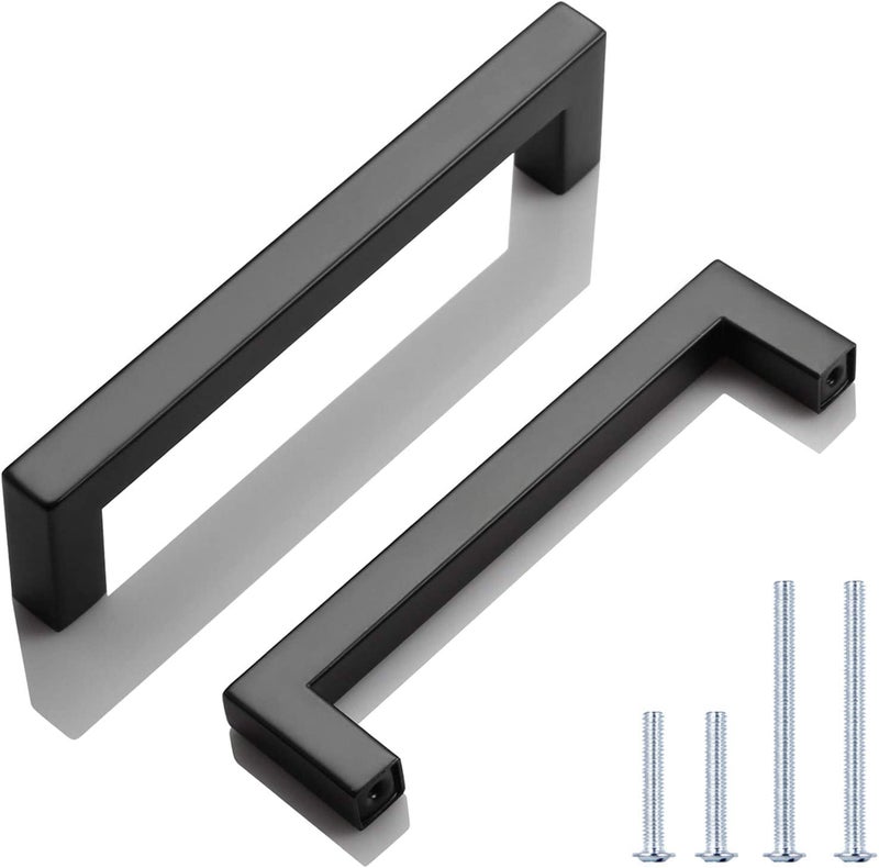 KNOBWELL 12 Pack 5" Black Stainless Steel Cabinet Handles, Kitchen Cabinet Pulls and Handles, Dresser Drawer Pulls, Overall Length 5-1/2in, Hole Centers 5in - Image 1
